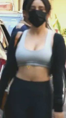 Neha Sharma flaunts her big natural boobs after gym