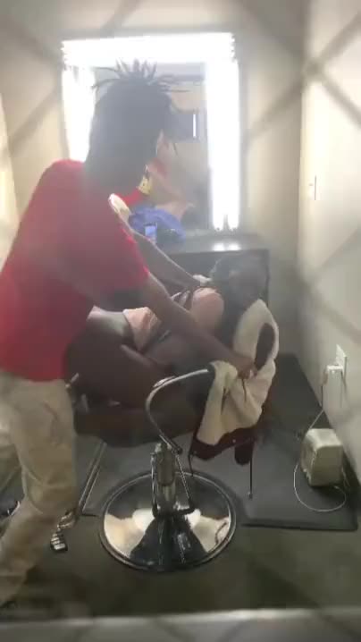 Fucking his girlfriend at the barbershop