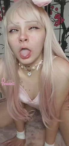 ahegao amateur blonde cute long tongue onlyfans petite solo tongue fetish gif