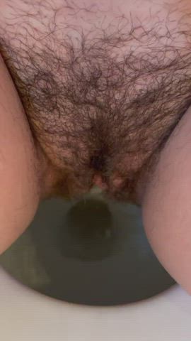 amateur hairy pussy homemade pee peeing piss pissing pussy watersports gif
