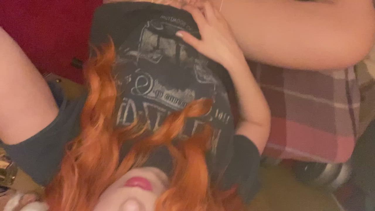 Flashing Nerd Pussy Redhead gif