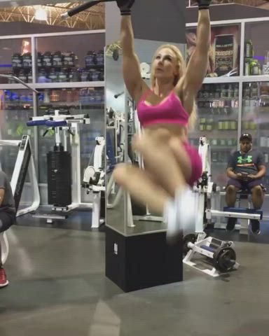 Blonde Fitness Gym Muscular Girl Workout gif