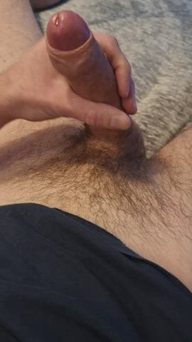 cock erection foreskin jerk off masturbating precum uncut gif