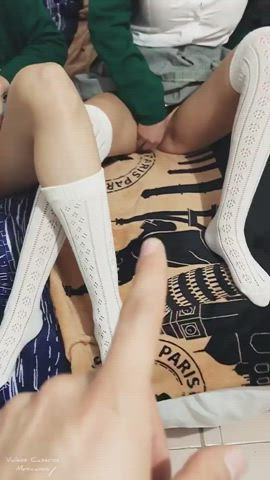 Mexican Schoolgirl Threesome gif