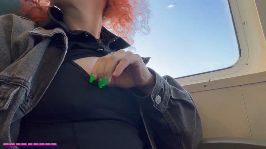 flashing my tits while riding the ferry 