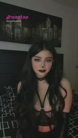 alt asian bdsm catsuit cosplay costume cute goth tiktok gif