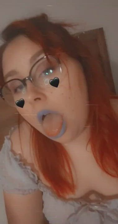 Lingerie Lips Lipstick Lipstick Fetish Redhead Solo Tongue Fetish gif