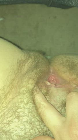 Clit Rubbing Hairy Pussy Masturbating gif