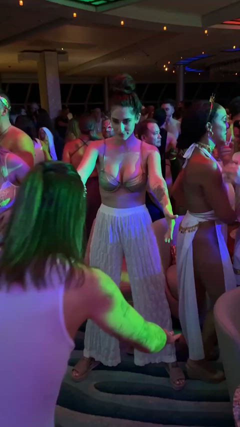 dancing girls legs up party public pussy gif