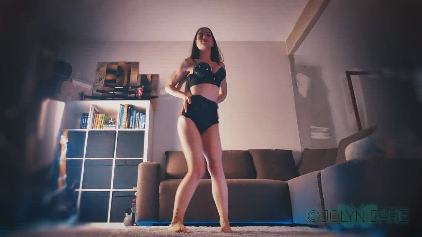 cute dancing energetic fake boobs fake tits muscular girl twerking gif
