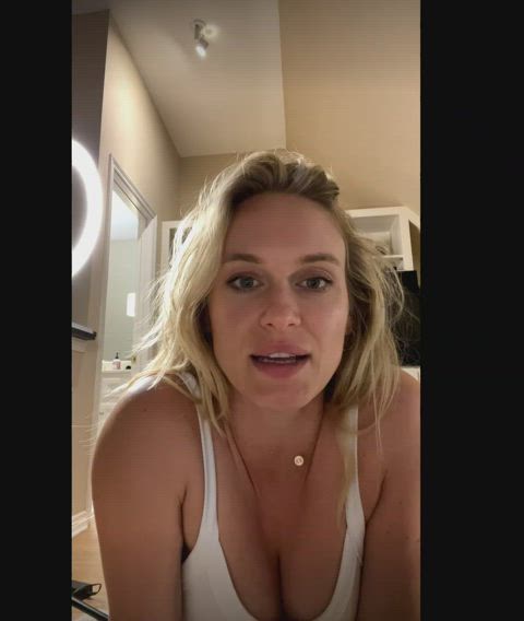 actress blonde teasing topless gif