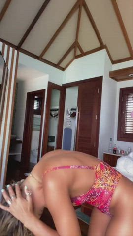 ass bikini shaking tanlines tanned thong twerking gif