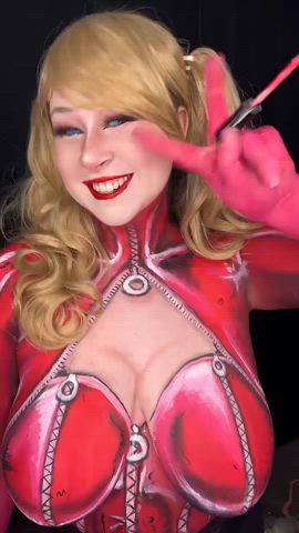 big tits busty cosplay natural tits solo gif