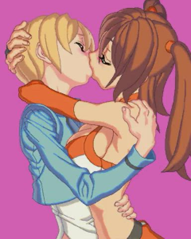 Animation French Kissing Kiss Kissing Lesbian Yuri gif