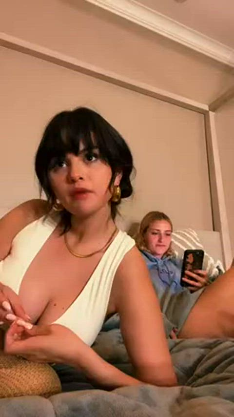 celebrity cleavage selena gomez gif