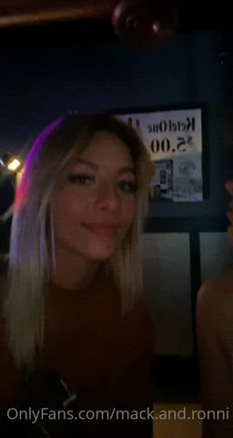 Bar Friends Kissing Lesbian Public gif