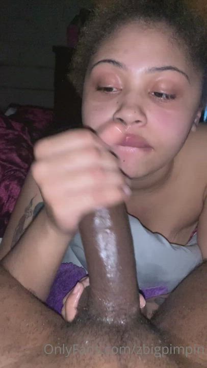 Amateur Big Dick Blowjob Ebony Couple gif