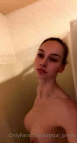 amateur big tits blonde boobs naked nude onlyfans shower skinny gif