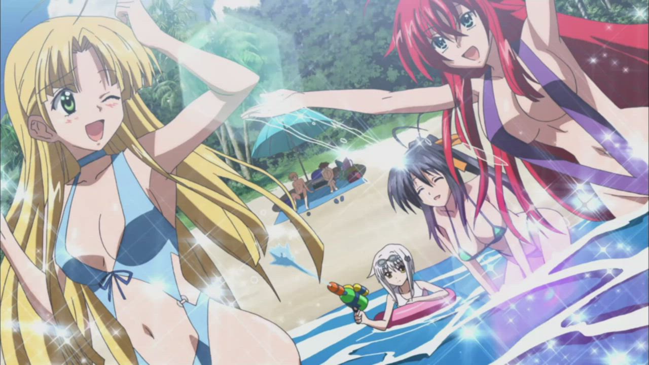 Anime Beach Big Tits Bikini Ecchi Swimsuit gif