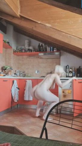ass kitchen naked sideboob solo gif