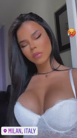 boobs brazilian brunette facial goddess labia lingerie tease trans gif