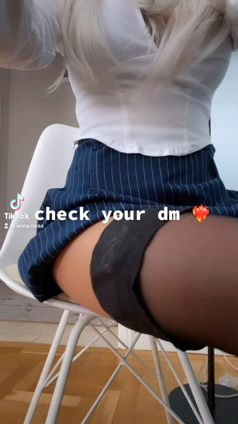 skirt upskirt pussy spread spreading spread tiktok anne lia secretary office gif