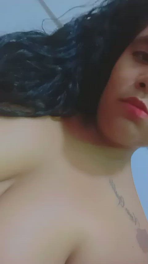 brunette ebony latina masturbating pussy tits gif