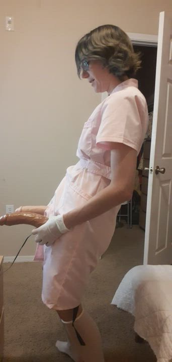 Big Dick Futanari Nurse Role Play Strap On gif