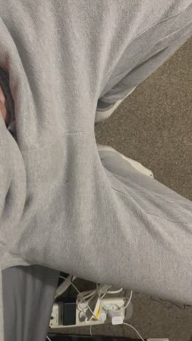 Nothing goes together like grey sweatpants and a thick cock