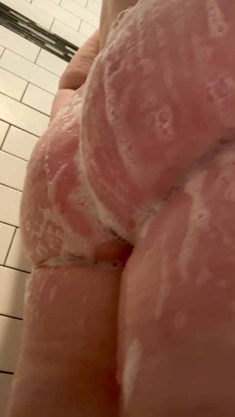 ass brunette shower soapy gif