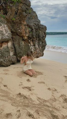 I was so shy going topless on this beach 🙈