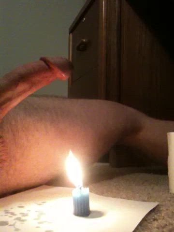 Attempting to stay erect over a burning candle