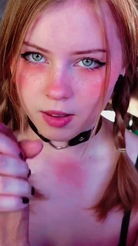 ahegao cute eye contact freckles lightskinned onlyfans petite pigtails redhead gif