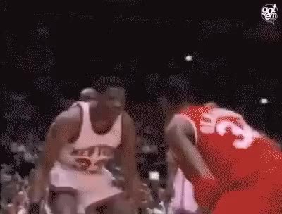 Akeem Shakes The Hell Out Of Pat Ewing