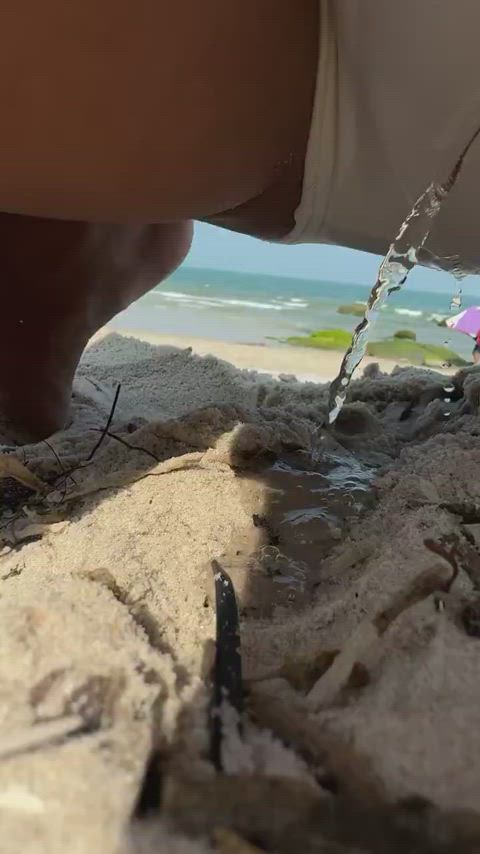 beach pee peeing piss pissing public r/caughtpublic at-work gif