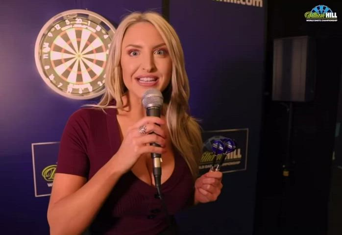 Big titty bimbo learns how to play darts