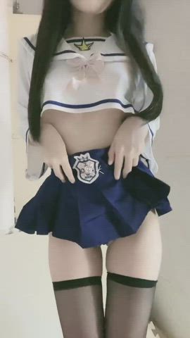 Asian Petite Schoolgirl Skinny Small Tits Solo gif
