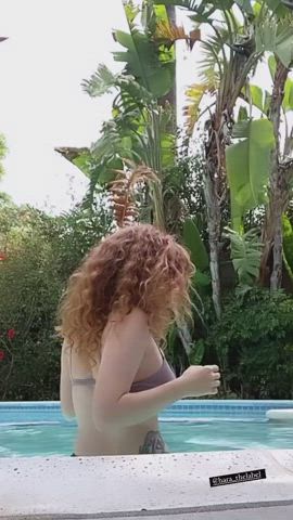 Bikini Cleavage Redhead gif