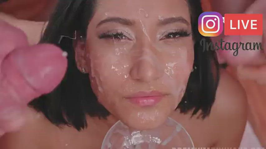 bukkake cum cumshot dripping facial gokkun gif