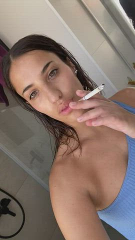 Brunette Cute Fetish Girls Goddess Smoking gif