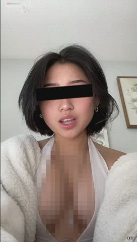 Asian Censored Cleavage Cuckold Humiliation Short Hair TikTok gif