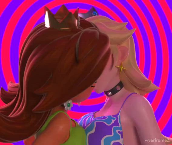 animation rule34 big tits brunette princess peach kissing hypnosis moaning gif