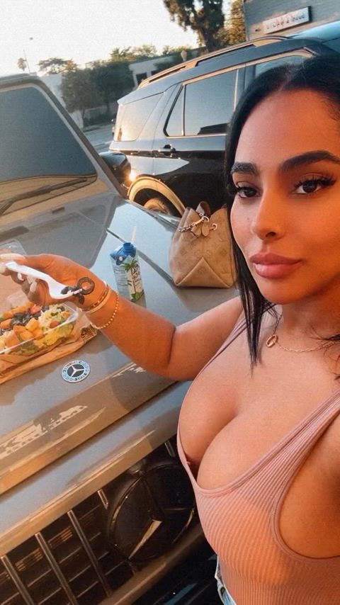 big tits boobs bra food fetish latina top gif