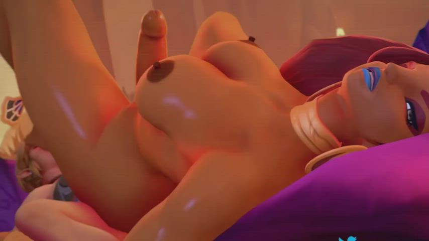 animation big dick big tits eye contact feet futanari gif