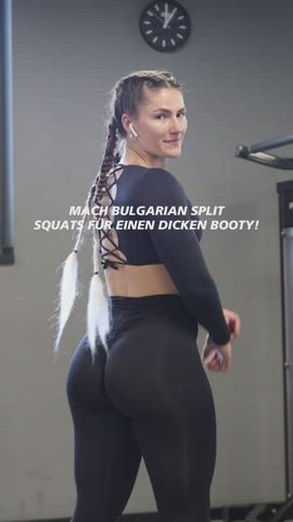 Fitness German Gym Muscular Girl Pawg Pigtails Thick Workout gif