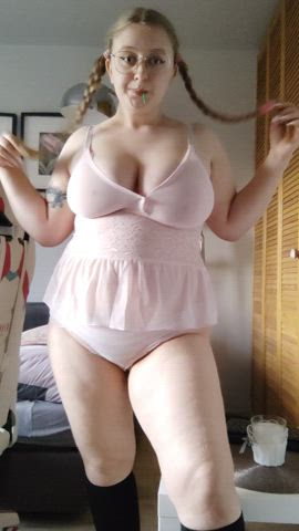 chubby cute pigtails curvy gif