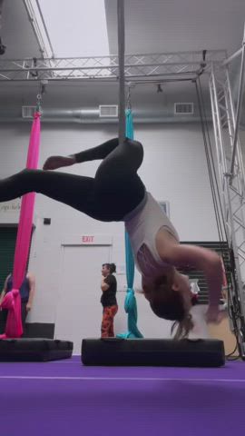 Brunette Pole Dance Workout gif