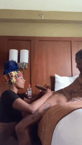 African American BBC Big Dick Blowjob Ebony Ebony Couple Thick gif