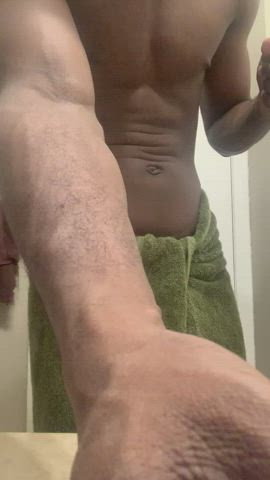 Uncut right out of the shower
