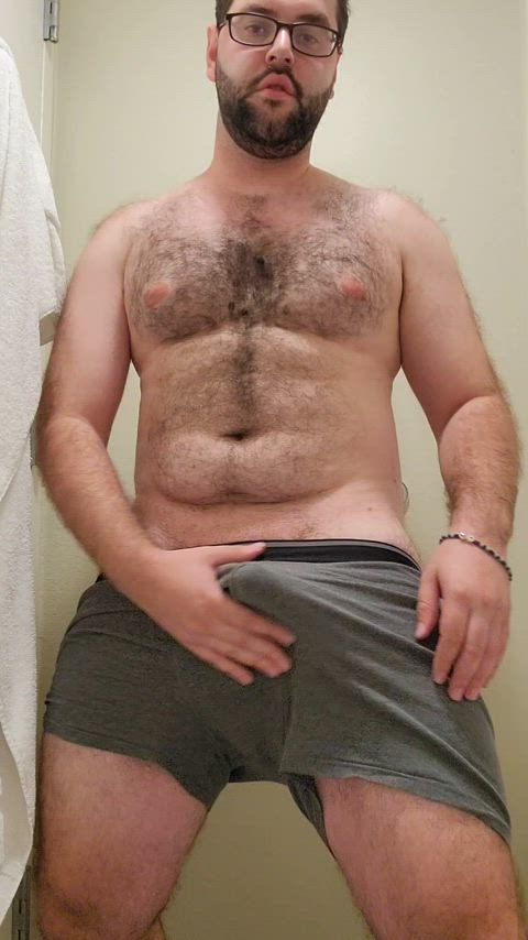big dick daddy dad hairy chest big balls chubby gif